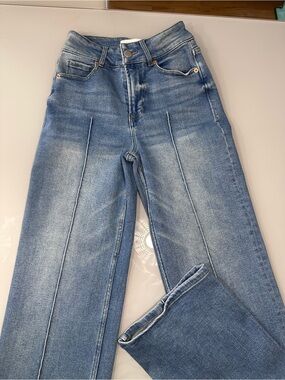 Dear John Light Blue Wide Leg Jeans with Front Pressed Seams